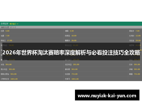 2026年世界杯淘汰赛赔率深度解析与必看投注技巧全攻略 2026年世界杯淘汰赛赔率深度解析与必看投注技巧全攻略